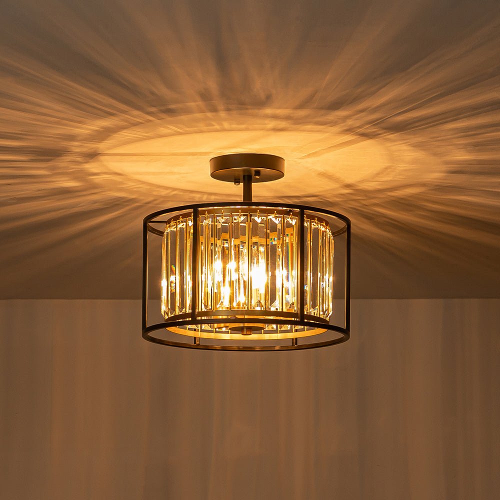 Qvistari Minimalist Crystal Semi Flush Ceiling Light - Lamp Copper