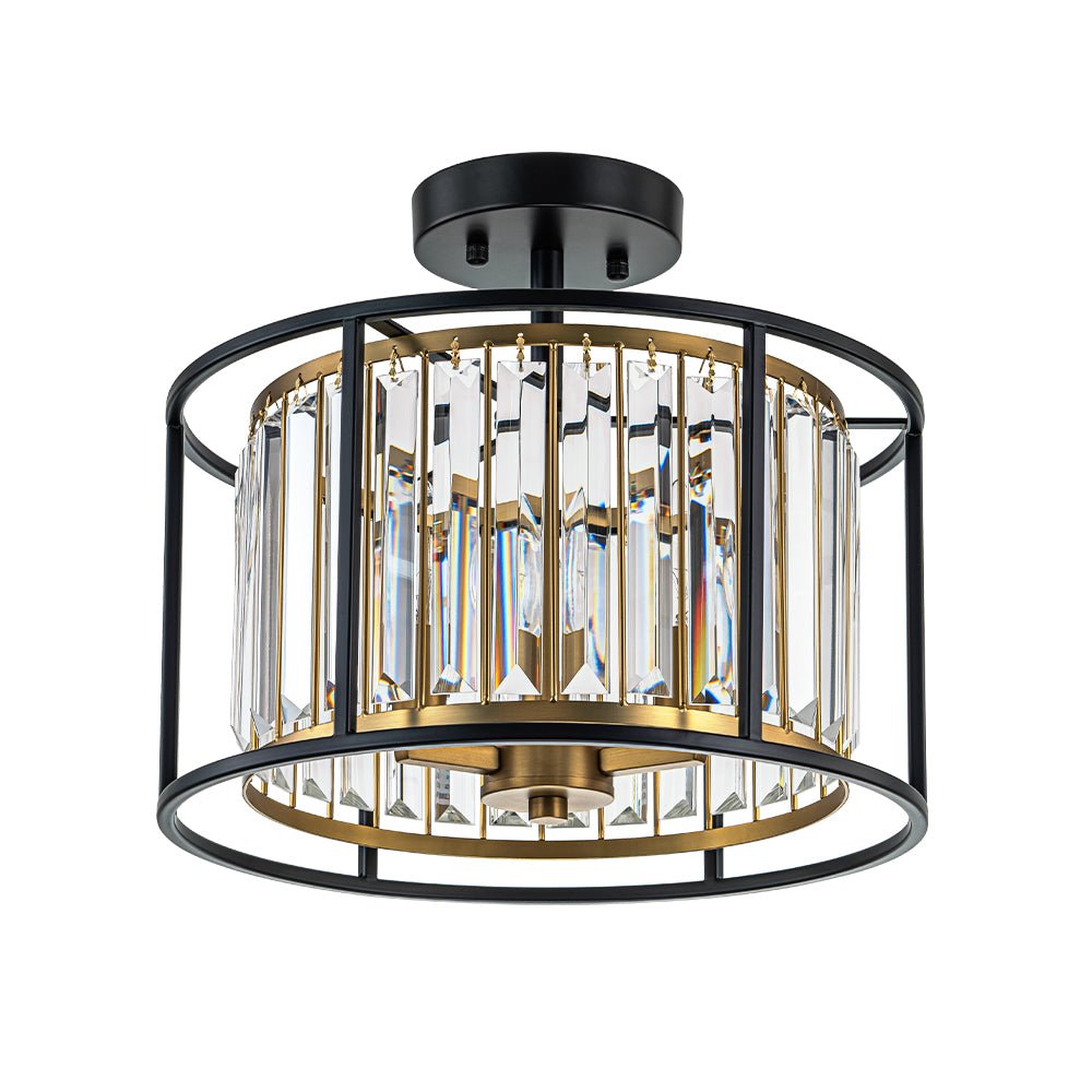 Qvistari Minimalist Crystal Semi Flush Ceiling Light - Lamp Copper