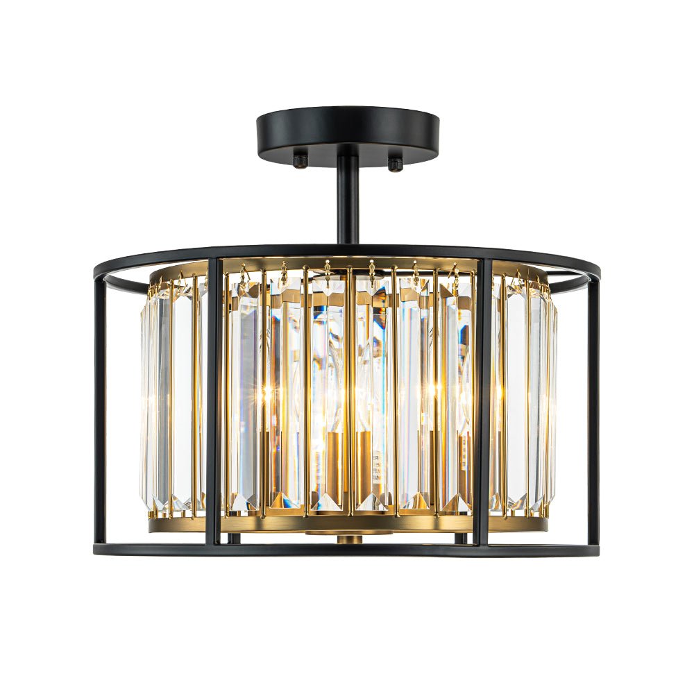 Qvistari Minimalist Crystal Semi Flush Ceiling Light - Lamp Copper