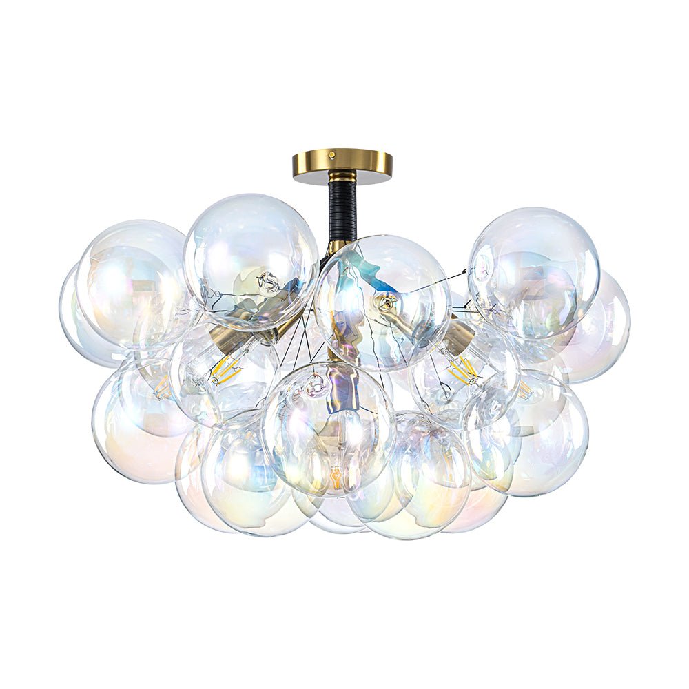 Tindulix Iridescent Glass Semi Flush Chandelier - Lamp Copper