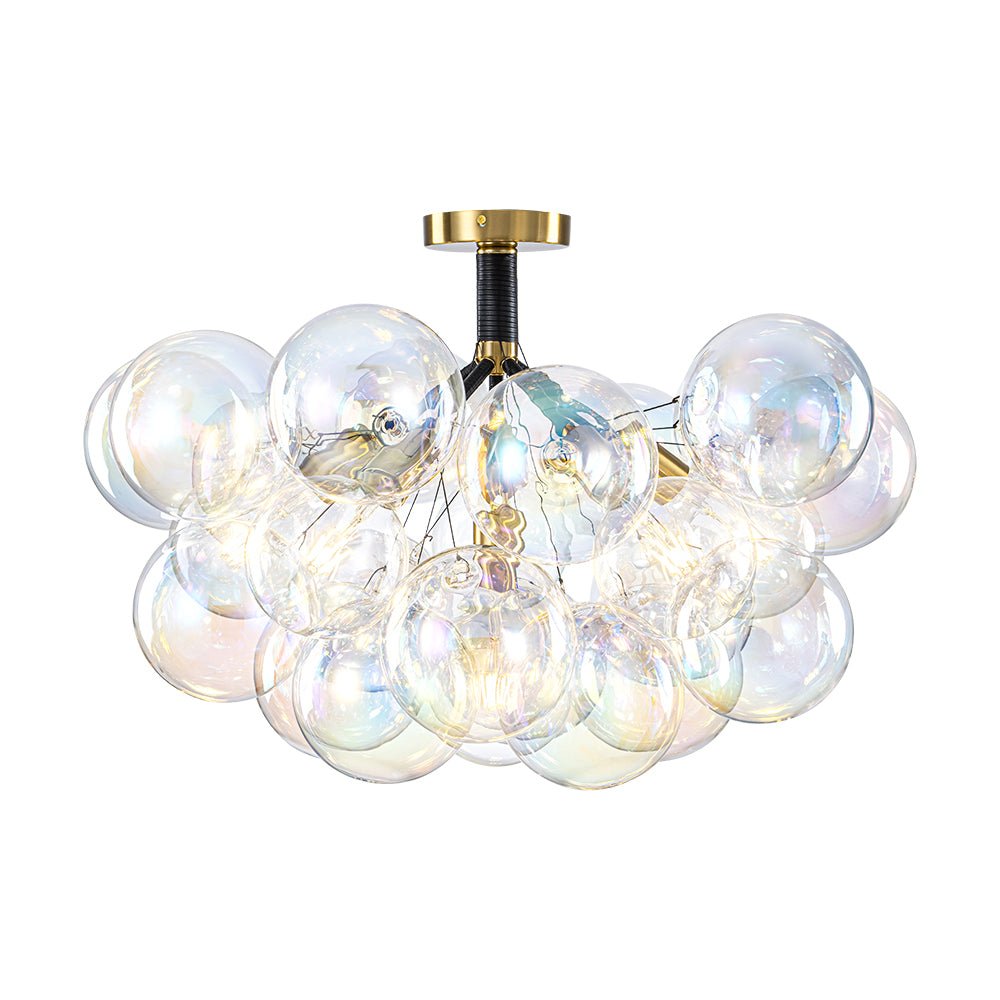Tindulix Iridescent Glass Semi Flush Chandelier - Lamp Copper
