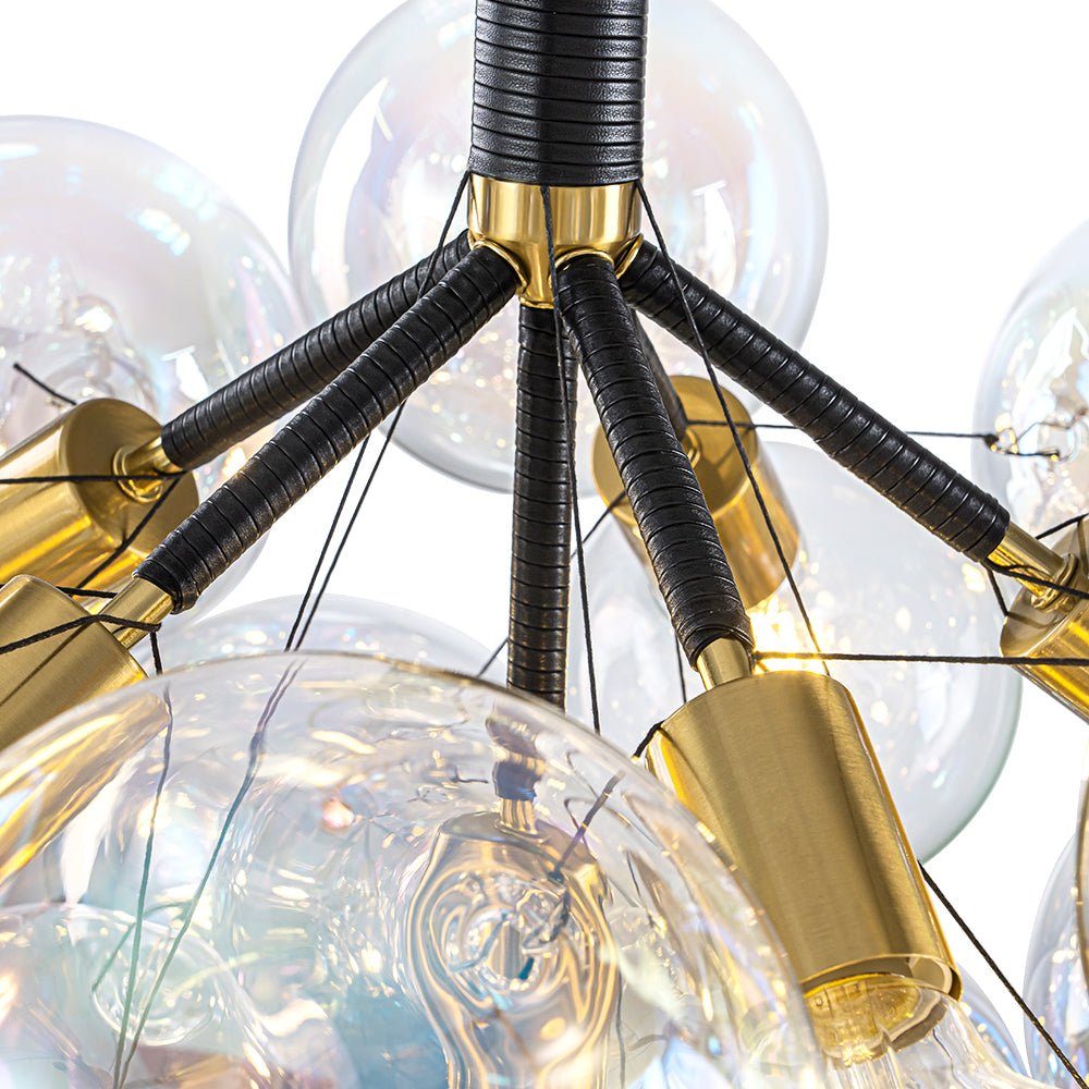 Tindulix Iridescent Glass Semi Flush Chandelier - Lamp Copper
