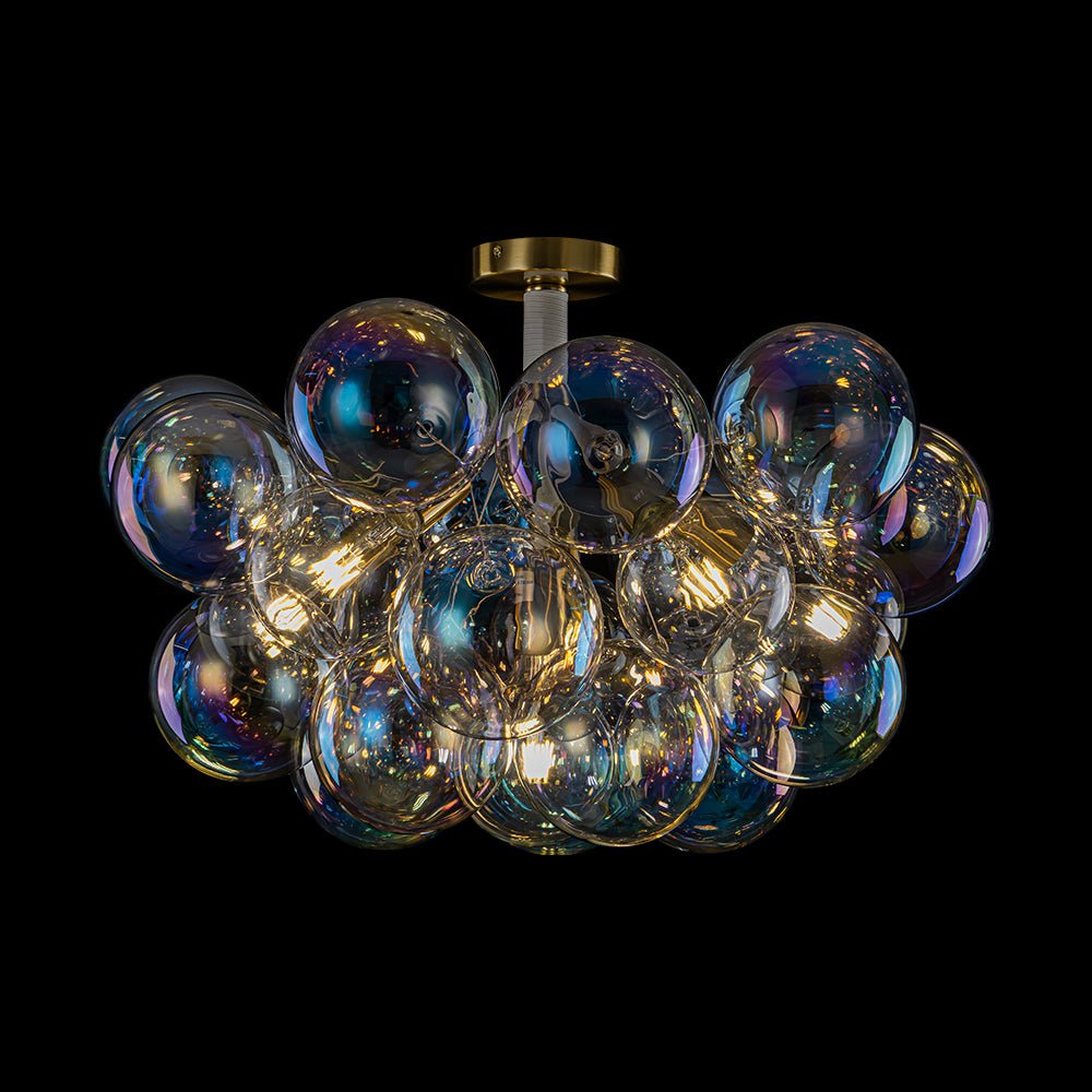 Tindulix Iridescent Glass Semi Flush Chandelier - Lamp Copper