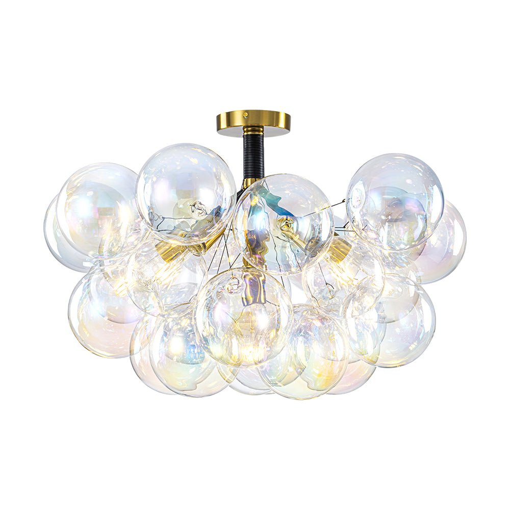 Tindulix Iridescent Glass Semi Flush Chandelier - Lamp Copper