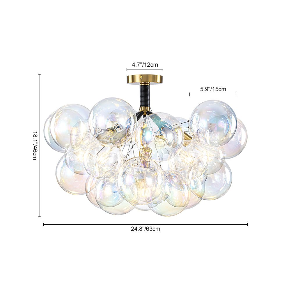 Tindulix Iridescent Glass Semi Flush Chandelier - Lamp Copper
