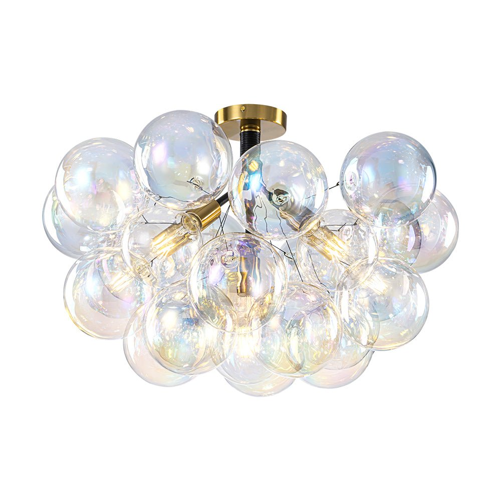 Tindulix Iridescent Glass Semi Flush Chandelier - Lamp Copper