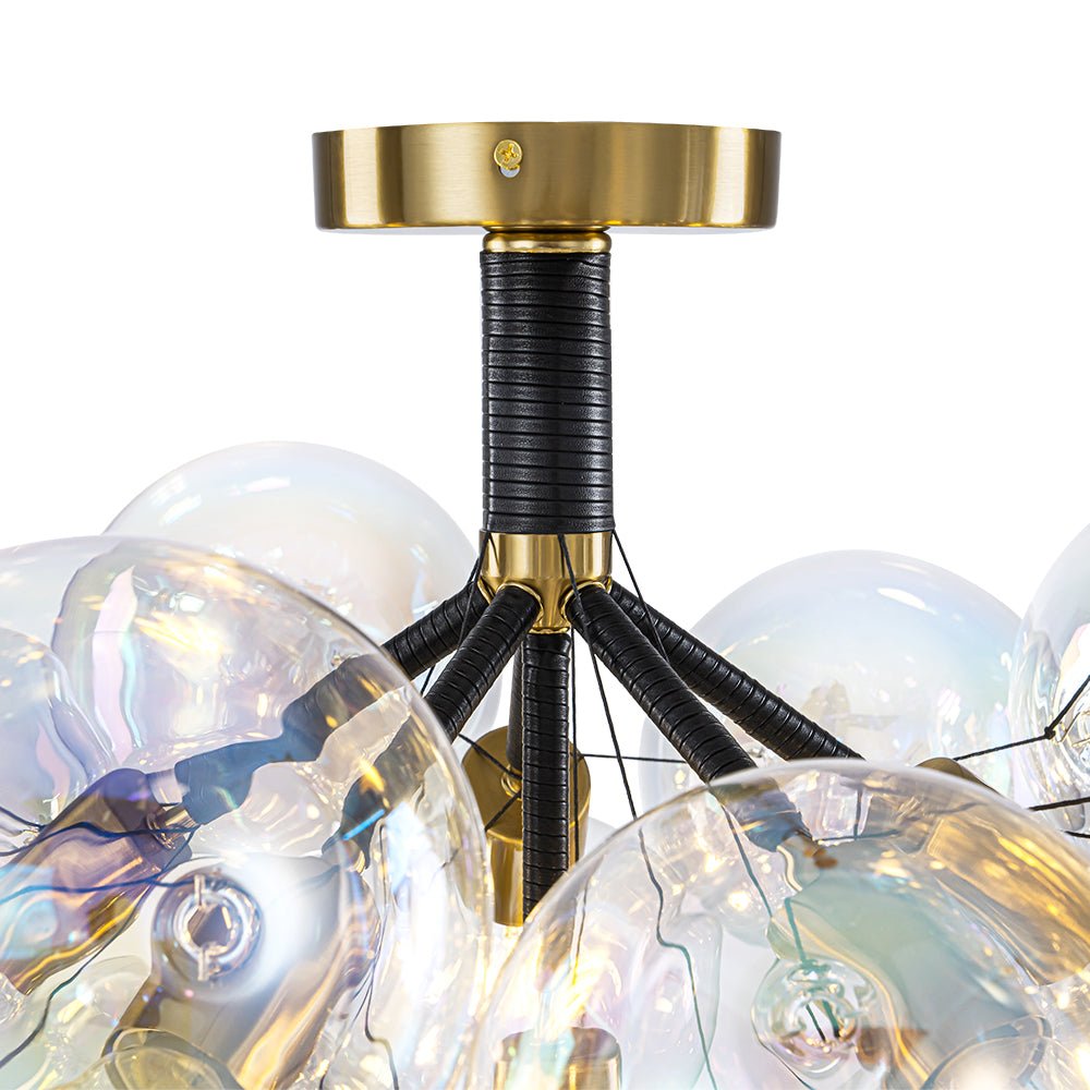 Tindulix Iridescent Glass Semi Flush Chandelier - Lamp Copper
