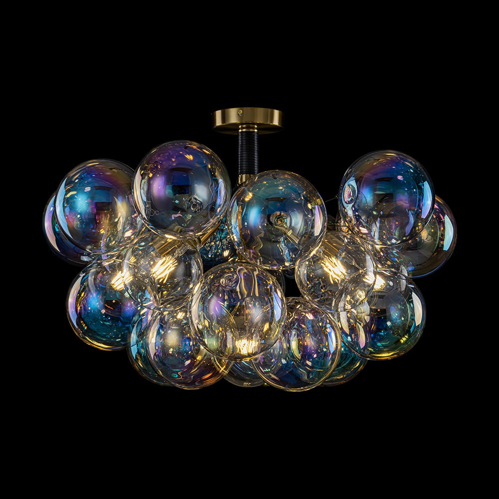 Tindulix Iridescent Glass Semi Flush Chandelier - Lamp Copper