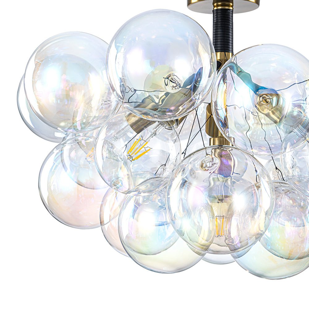 Tindulix Iridescent Glass Semi Flush Chandelier - Lamp Copper