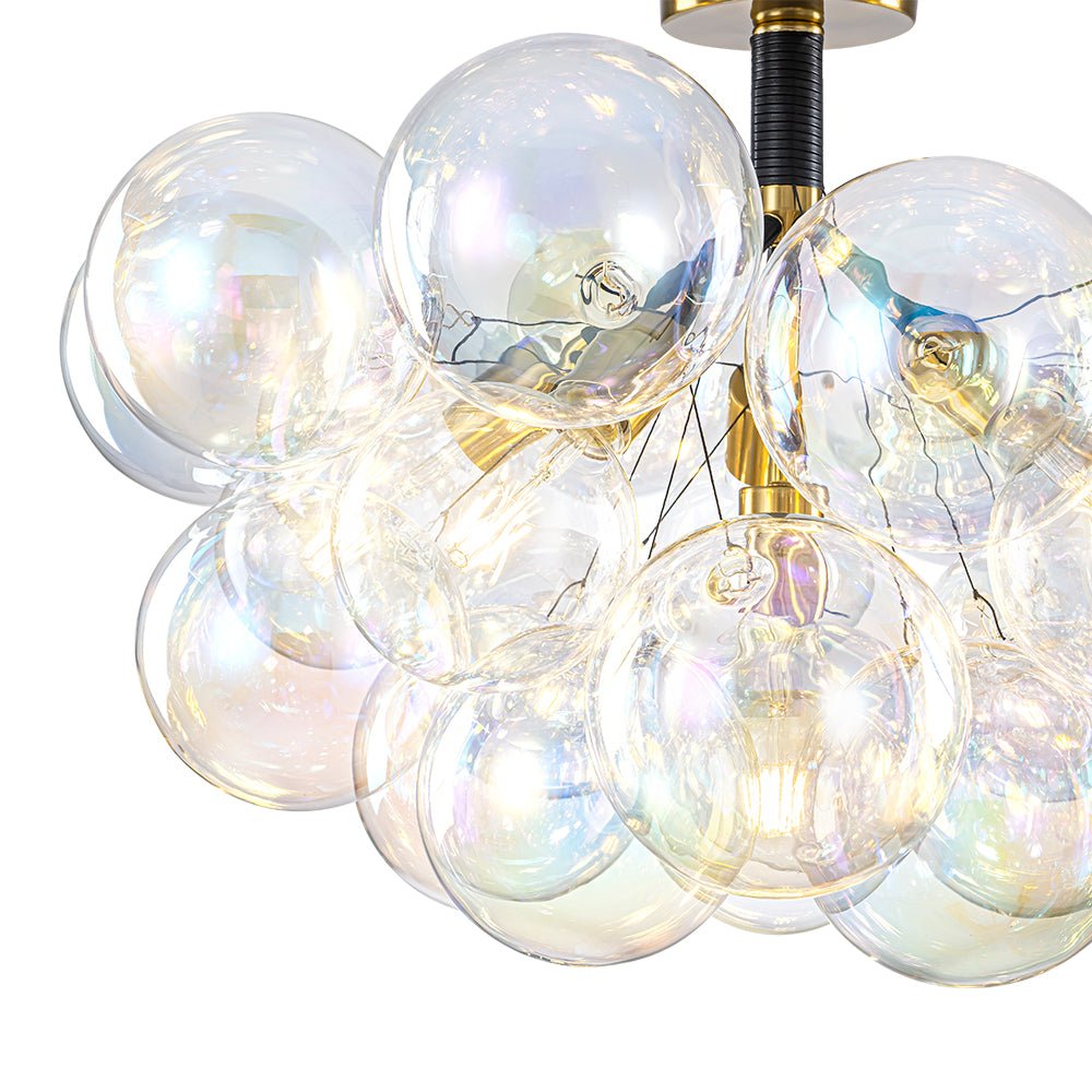 Tindulix Iridescent Glass Semi Flush Chandelier - Lamp Copper