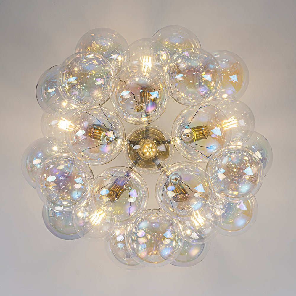 Tindulix Iridescent Glass Semi Flush Chandelier - Lamp Copper