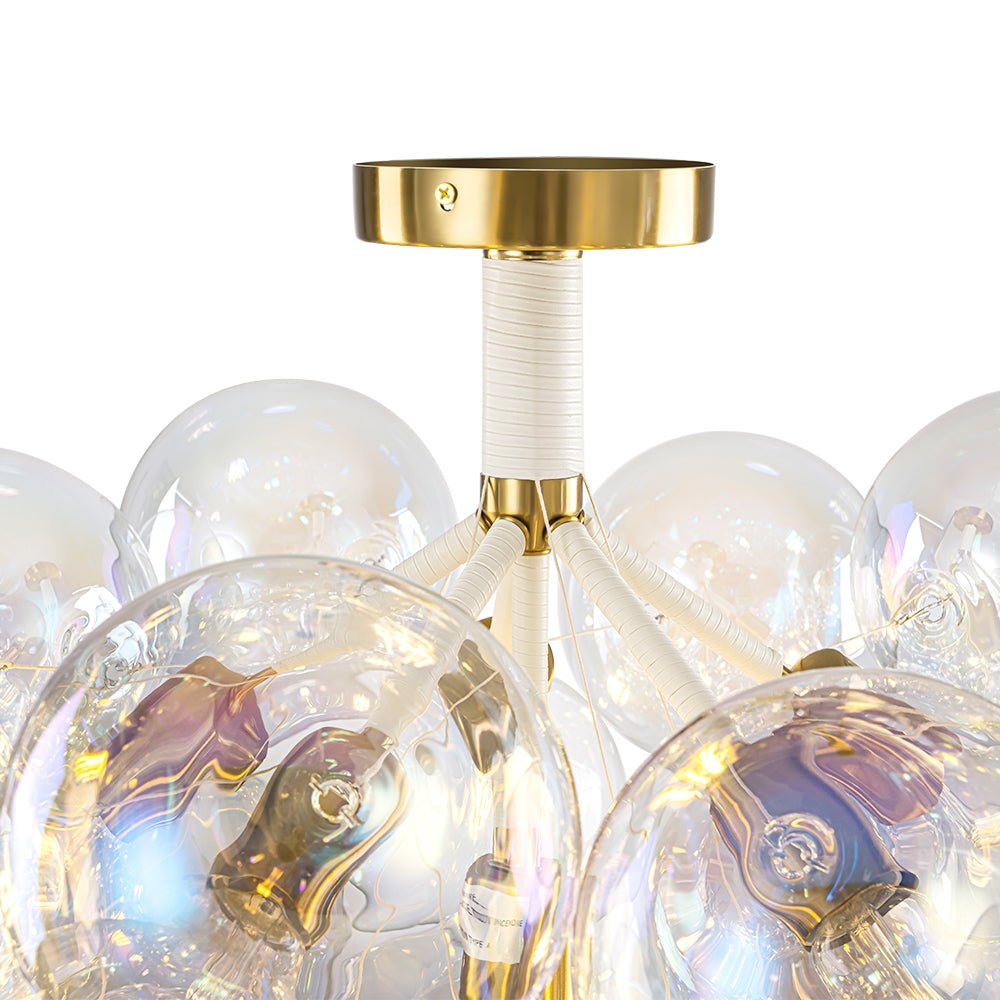 Tindulix Iridescent Glass Semi Flush Chandelier - Lamp Copper