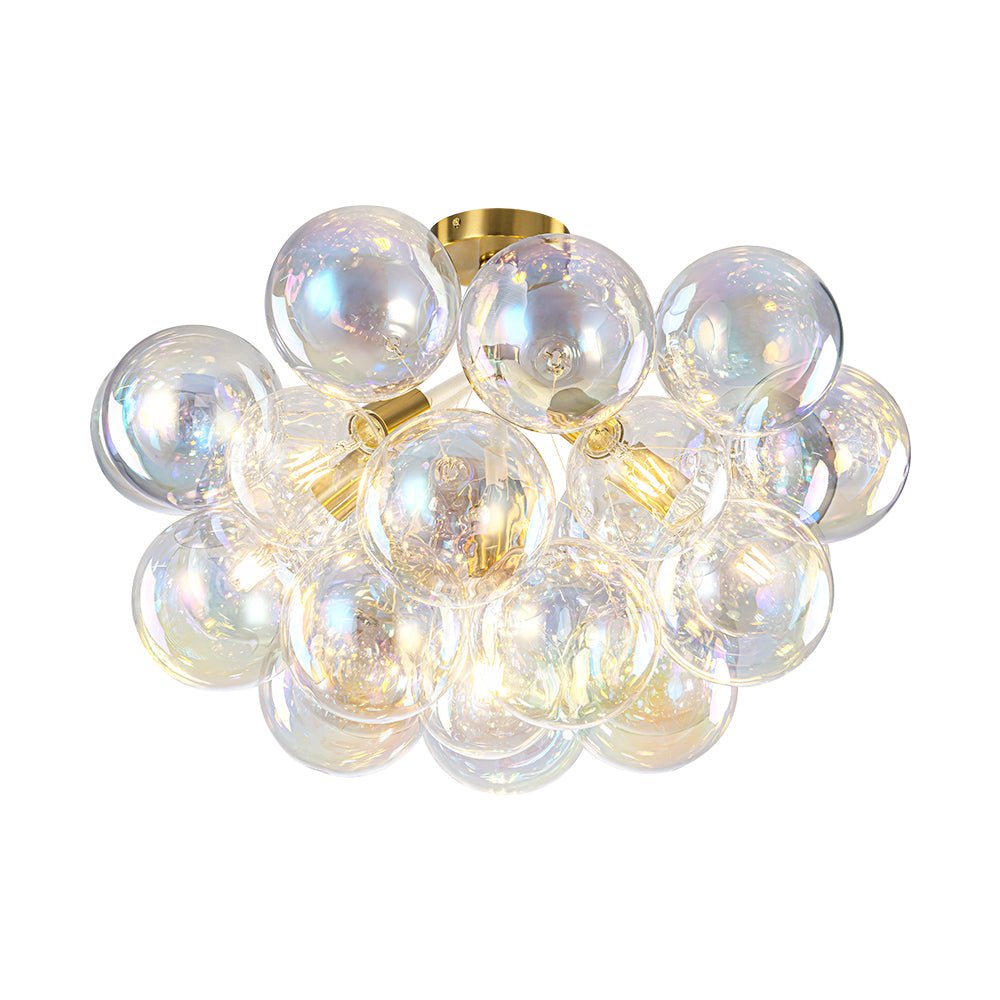 Tindulix Iridescent Glass Semi Flush Chandelier - Lamp Copper