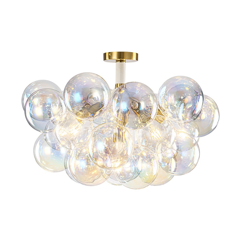 Tindulix Iridescent Glass Semi Flush Chandelier - Lamp Copper