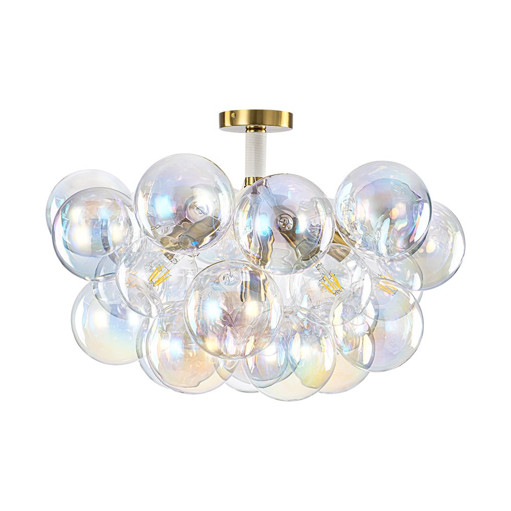 Tindulix Iridescent Glass Semi Flush Chandelier - Lamp Copper
