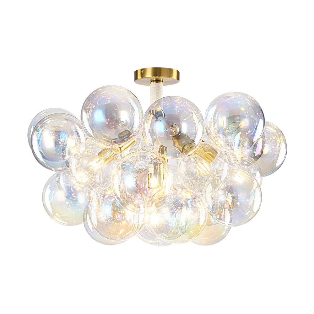 Tindulix Iridescent Glass Semi Flush Chandelier - Lamp Copper