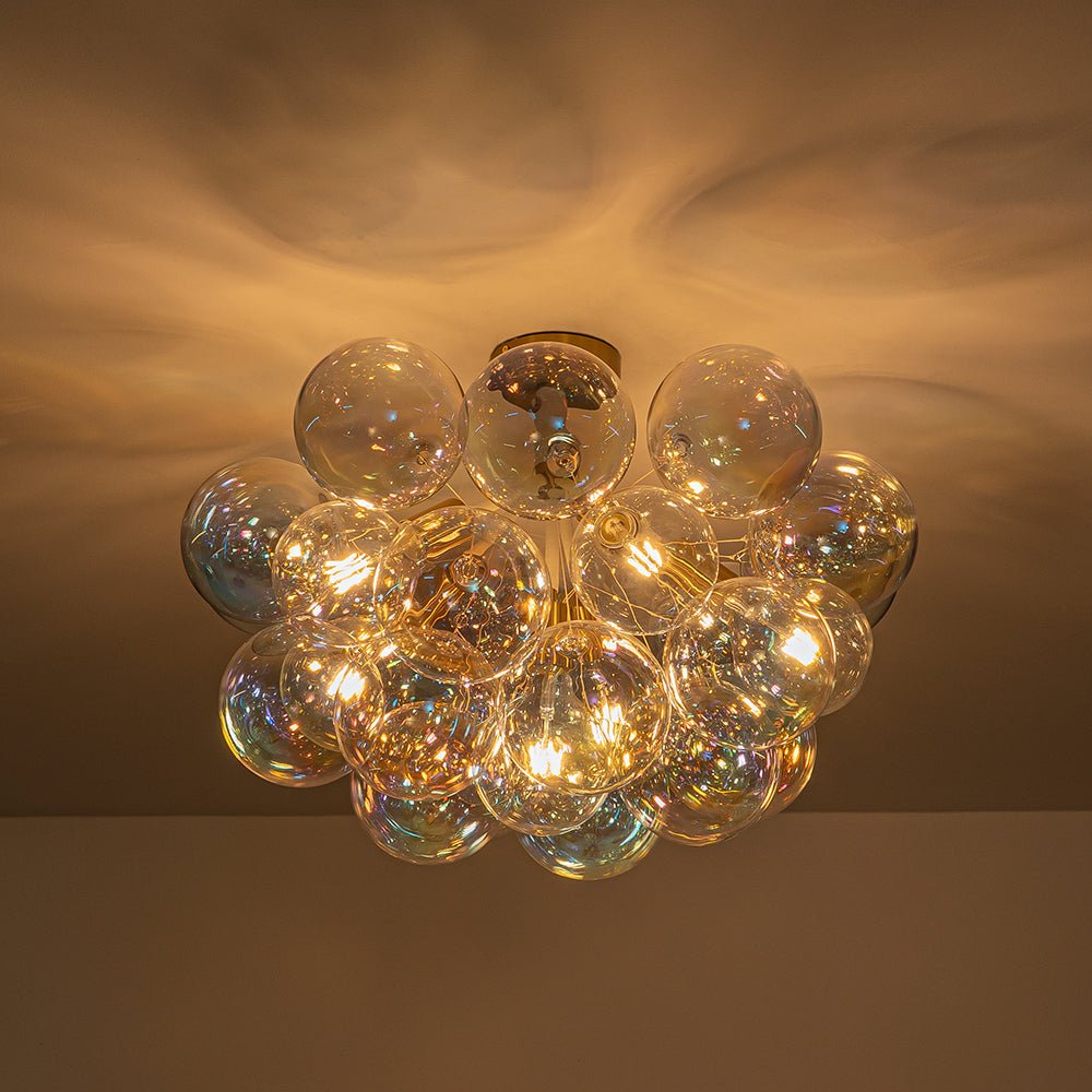 Tindulix Iridescent Glass Semi Flush Chandelier - Lamp Copper