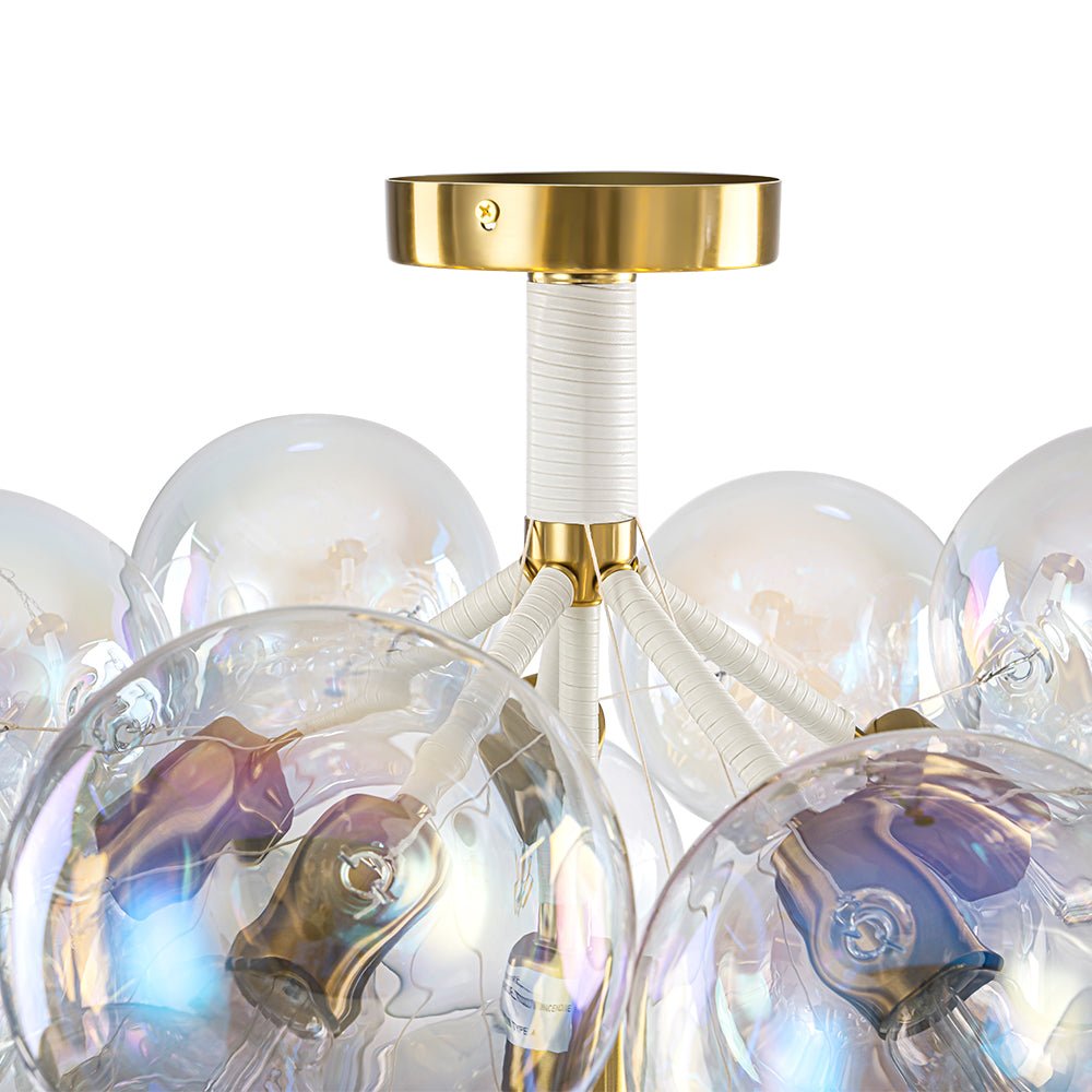 Tindulix Iridescent Glass Semi Flush Chandelier - Lamp Copper