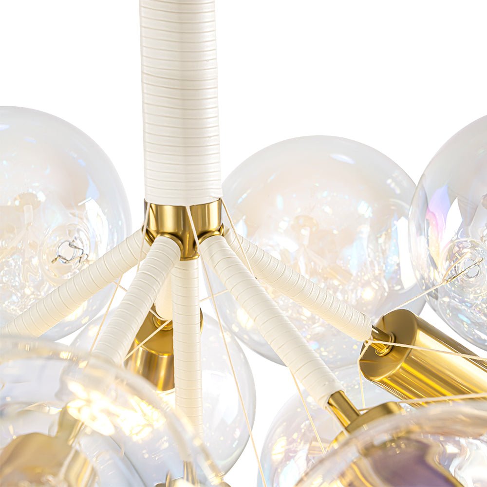 Tindulix Iridescent Glass Semi Flush Chandelier - Lamp Copper