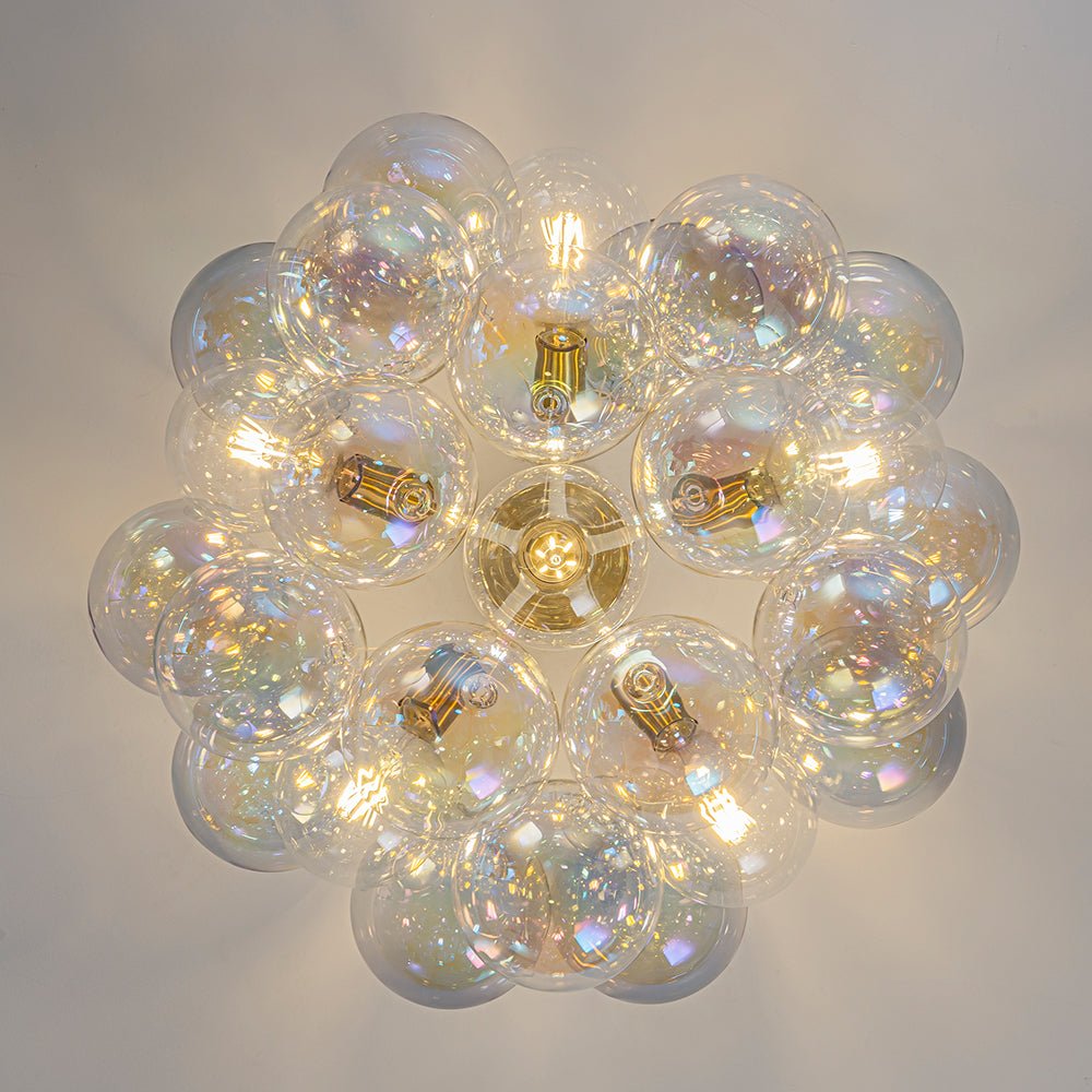 Tindulix Iridescent Glass Semi Flush Chandelier - Lamp Copper