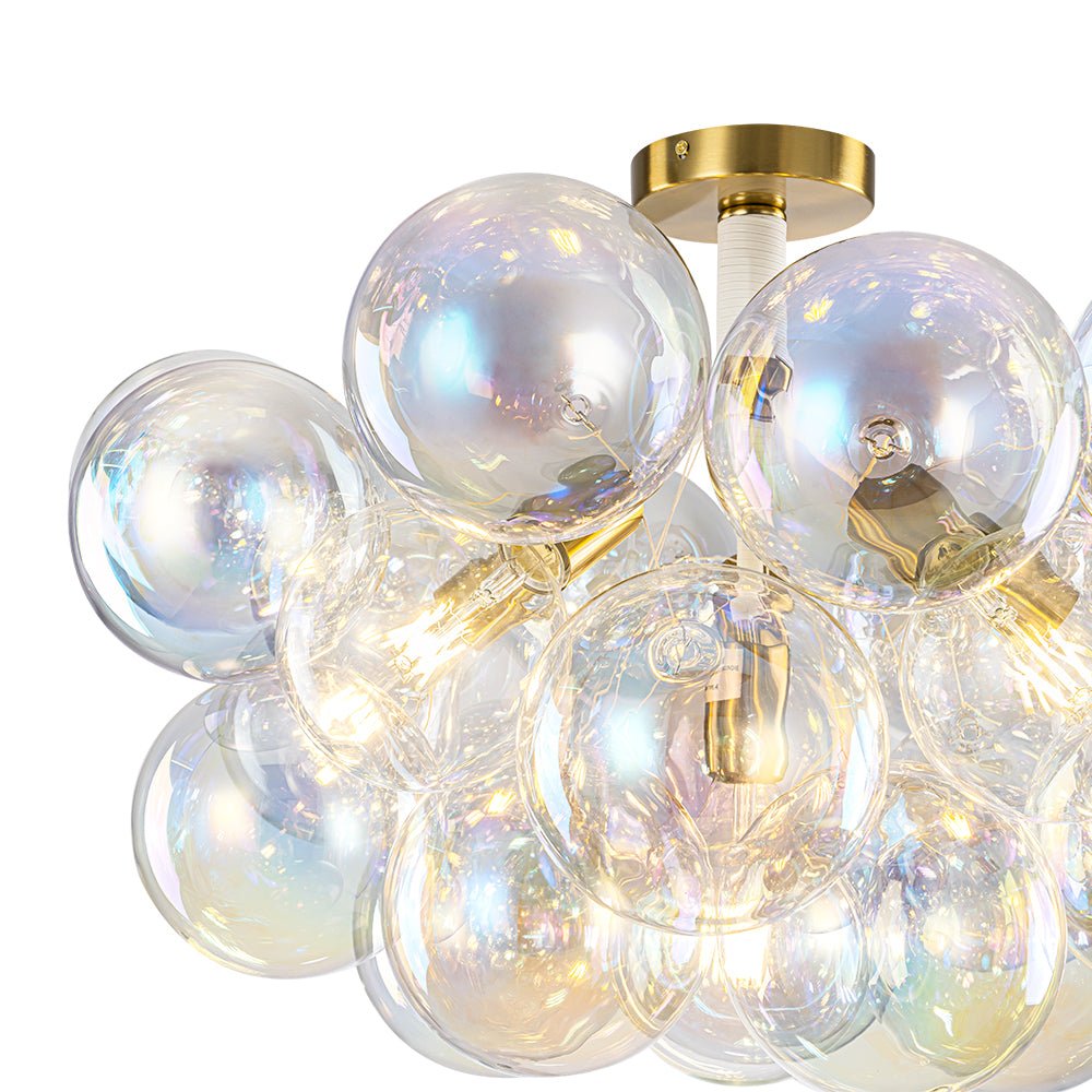 Tindulix Iridescent Glass Semi Flush Chandelier - Lamp Copper