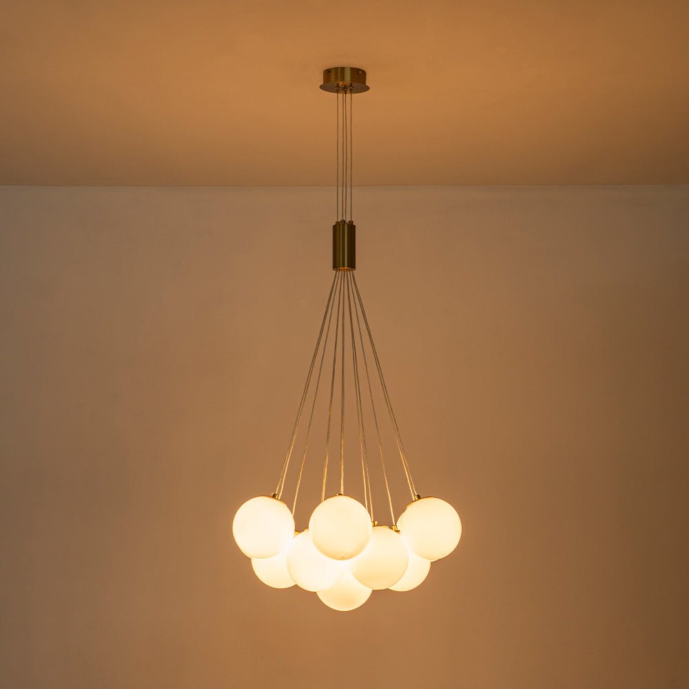 Fljotuvyx Glam Shine Globe Cluster Bubble Opal Glass Chandelier - Lamp Copper