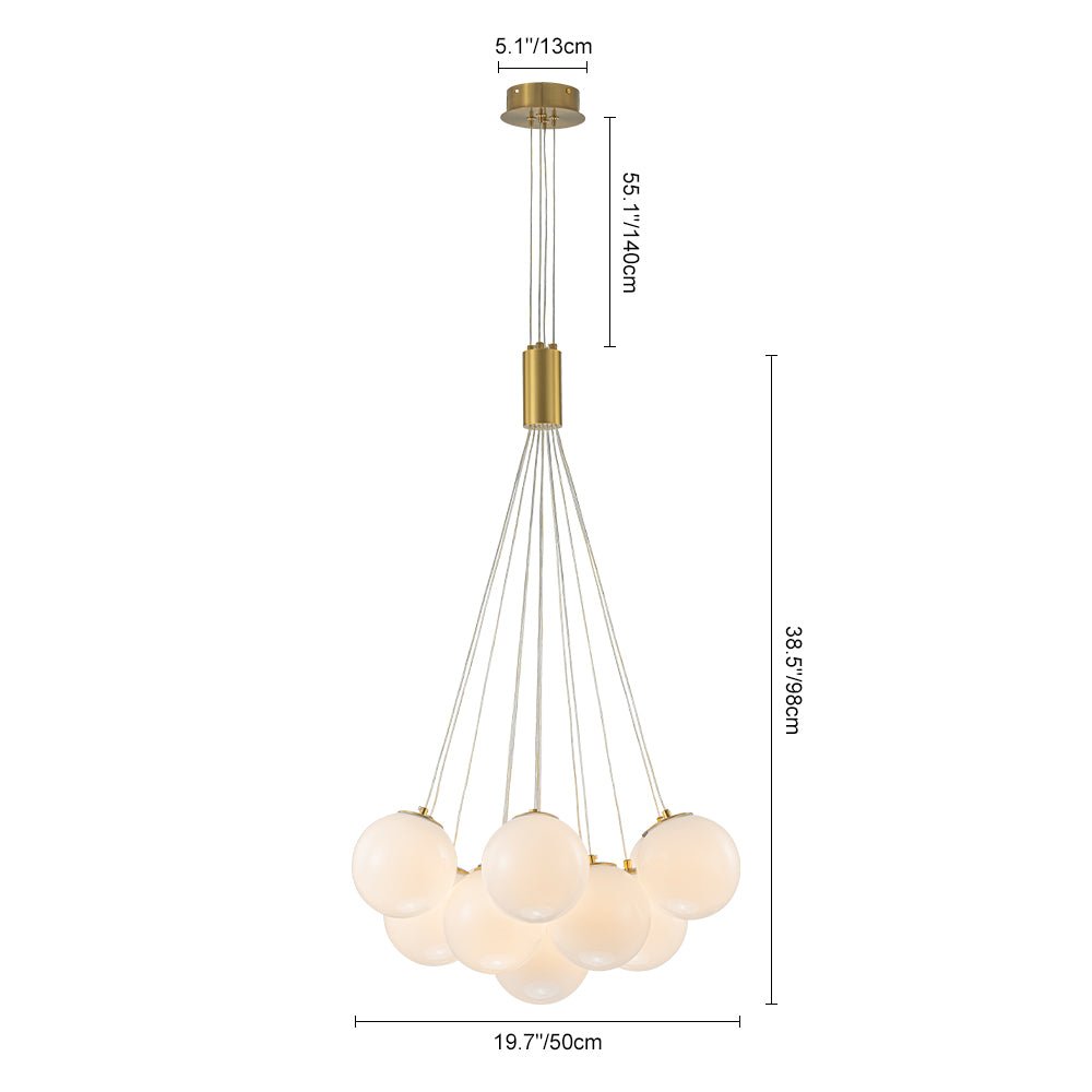 Fljotuvyx Glam Shine Globe Cluster Bubble Opal Glass Chandelier - Lamp Copper