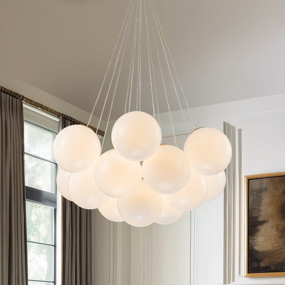 Fljotuvyx Glam Shine Globe Cluster Bubble Opal Glass Chandelier - Lamp Copper