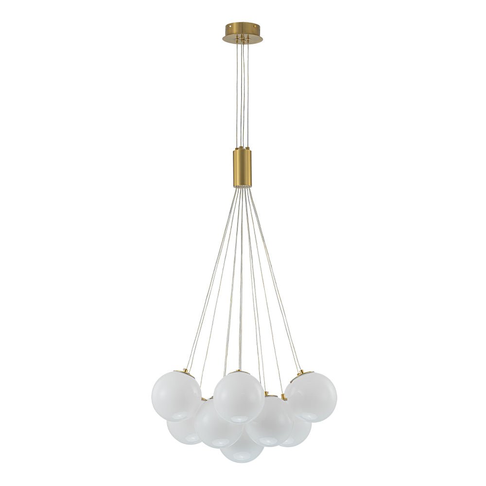 Fljotuvyx Glam Shine Globe Cluster Bubble Opal Glass Chandelier - Lamp Copper