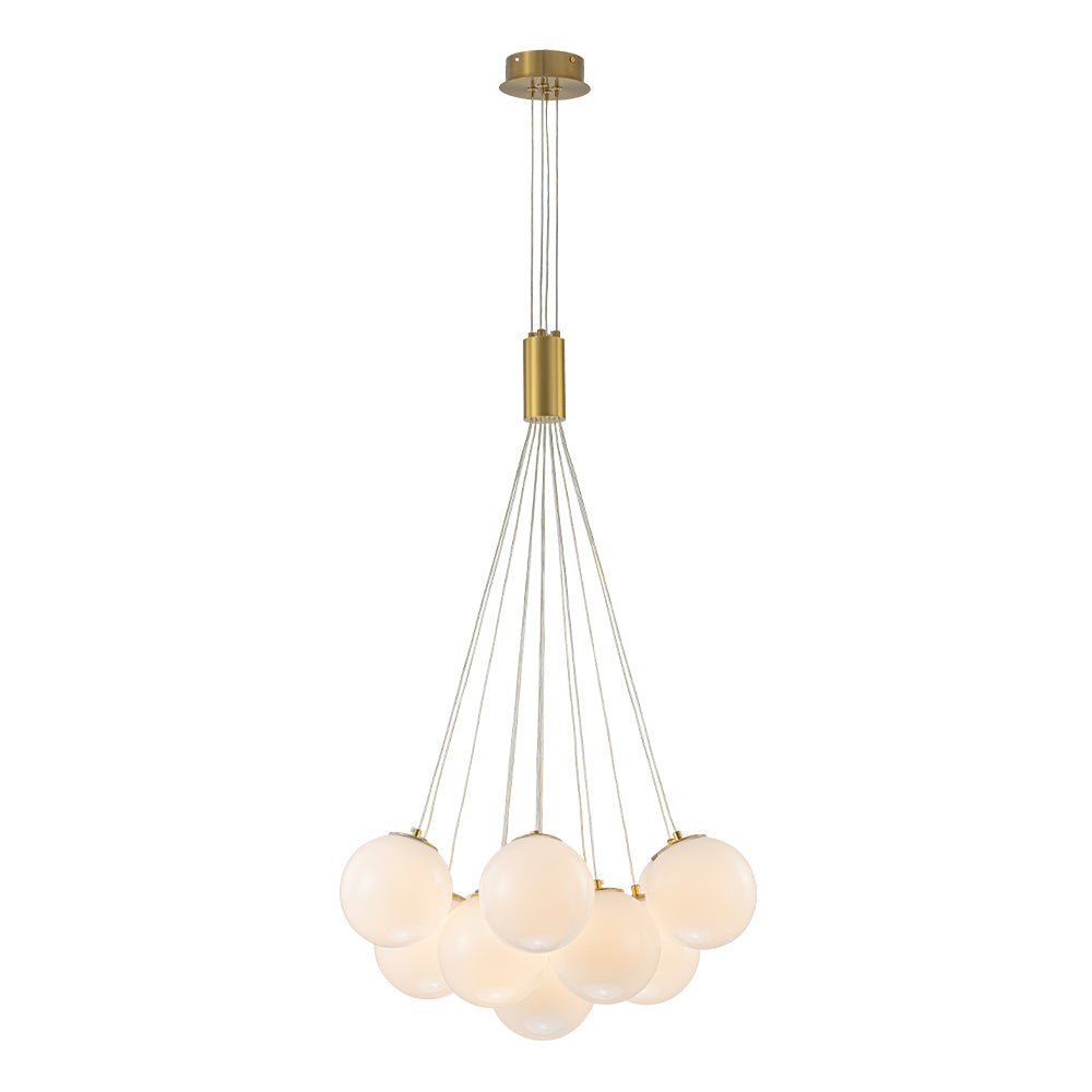 Fljotuvyx Glam Shine Globe Cluster Bubble Opal Glass Chandelier - Lamp Copper