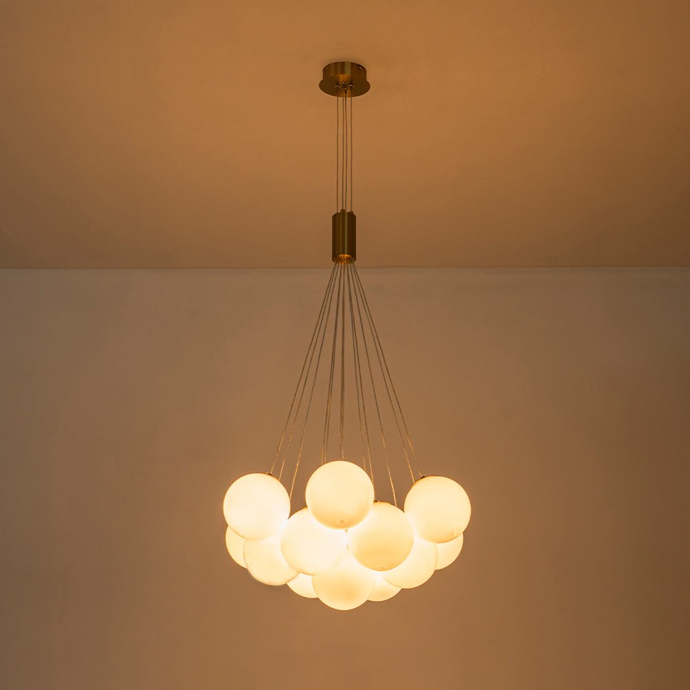Fljotuvyx Glam Shine Globe Cluster Bubble Opal Glass Chandelier - Lamp Copper