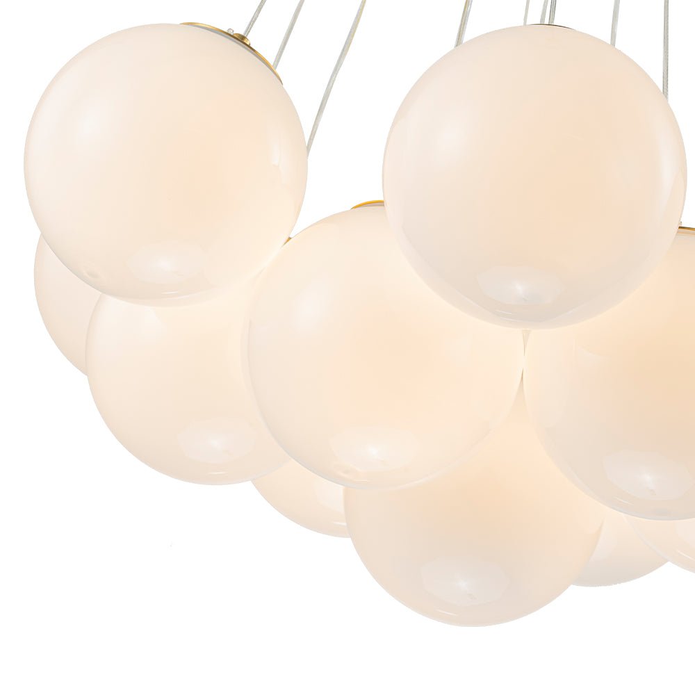 Fljotuvyx Glam Shine Globe Cluster Bubble Opal Glass Chandelier - Lamp Copper