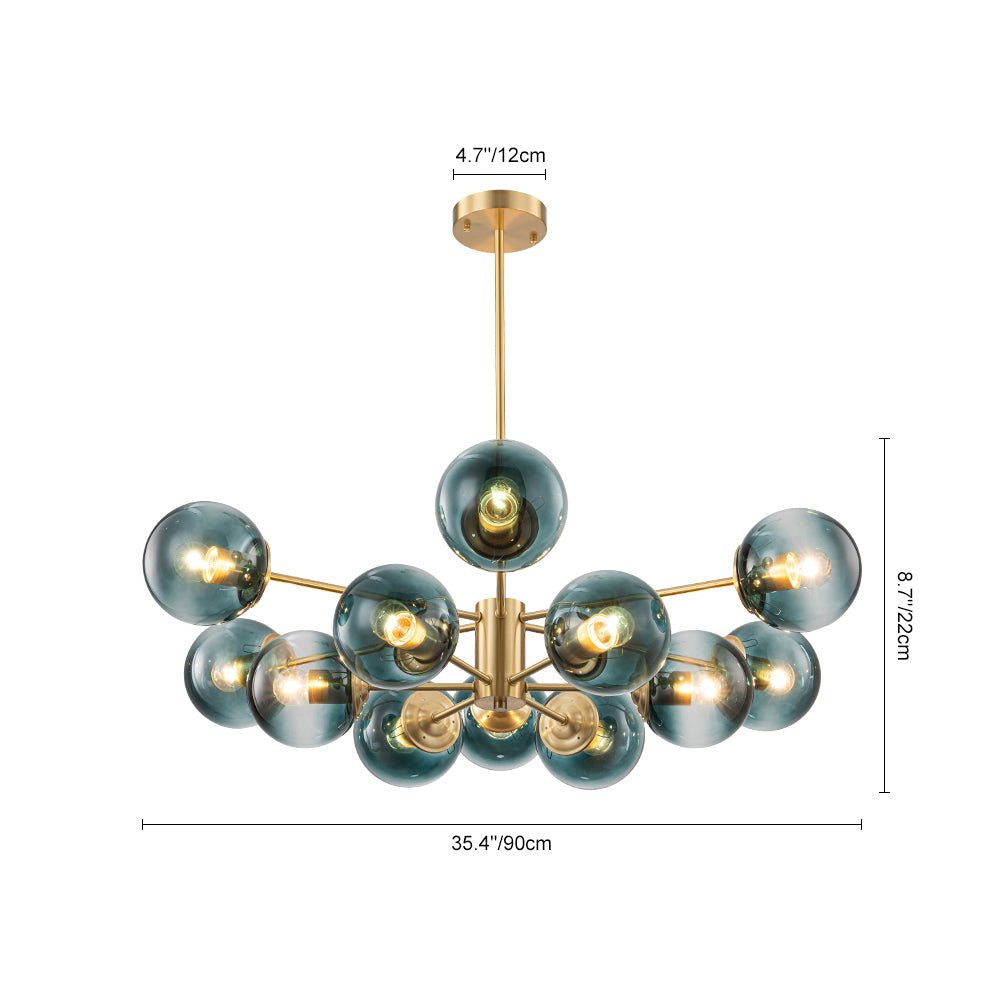 Plotur Tiered Globe Sputnik Glass Chandelier - Lamp Copper