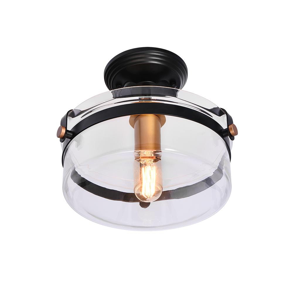 Alvorna Minimalist Glass Semi Flush Mount Ceiling Light - Lamp Copper