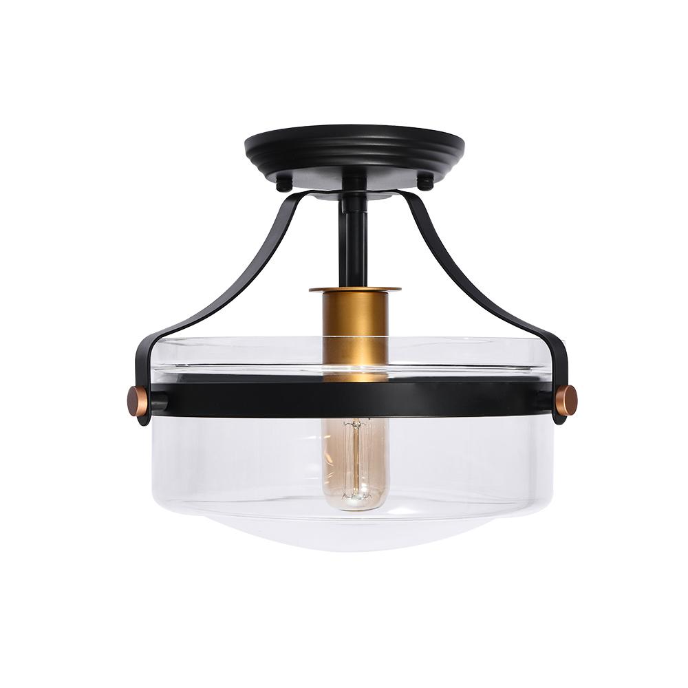 Alvorna Minimalist Glass Semi Flush Mount Ceiling Light - Lamp Copper