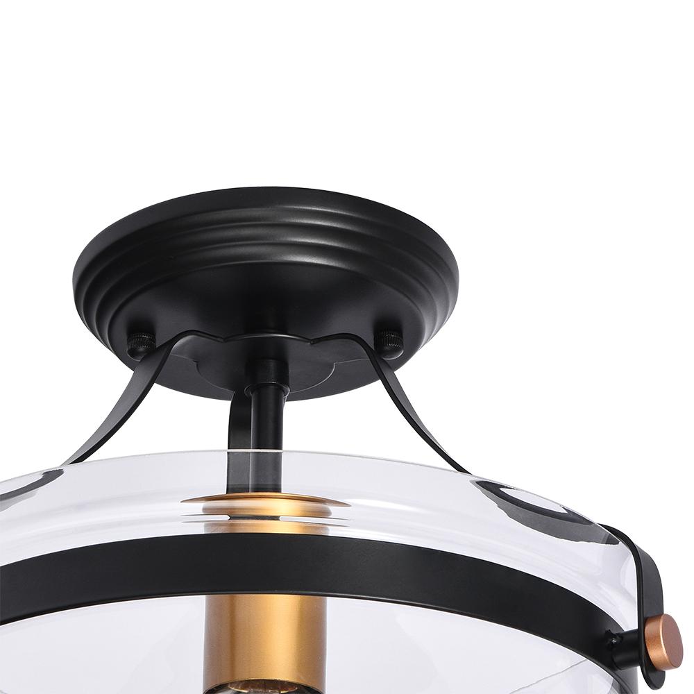 Alvorna Minimalist Glass Semi Flush Mount Ceiling Light - Lamp Copper