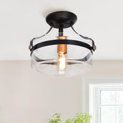 Alvorna Minimalist Glass Semi Flush Mount Ceiling Light - Lamp Copper