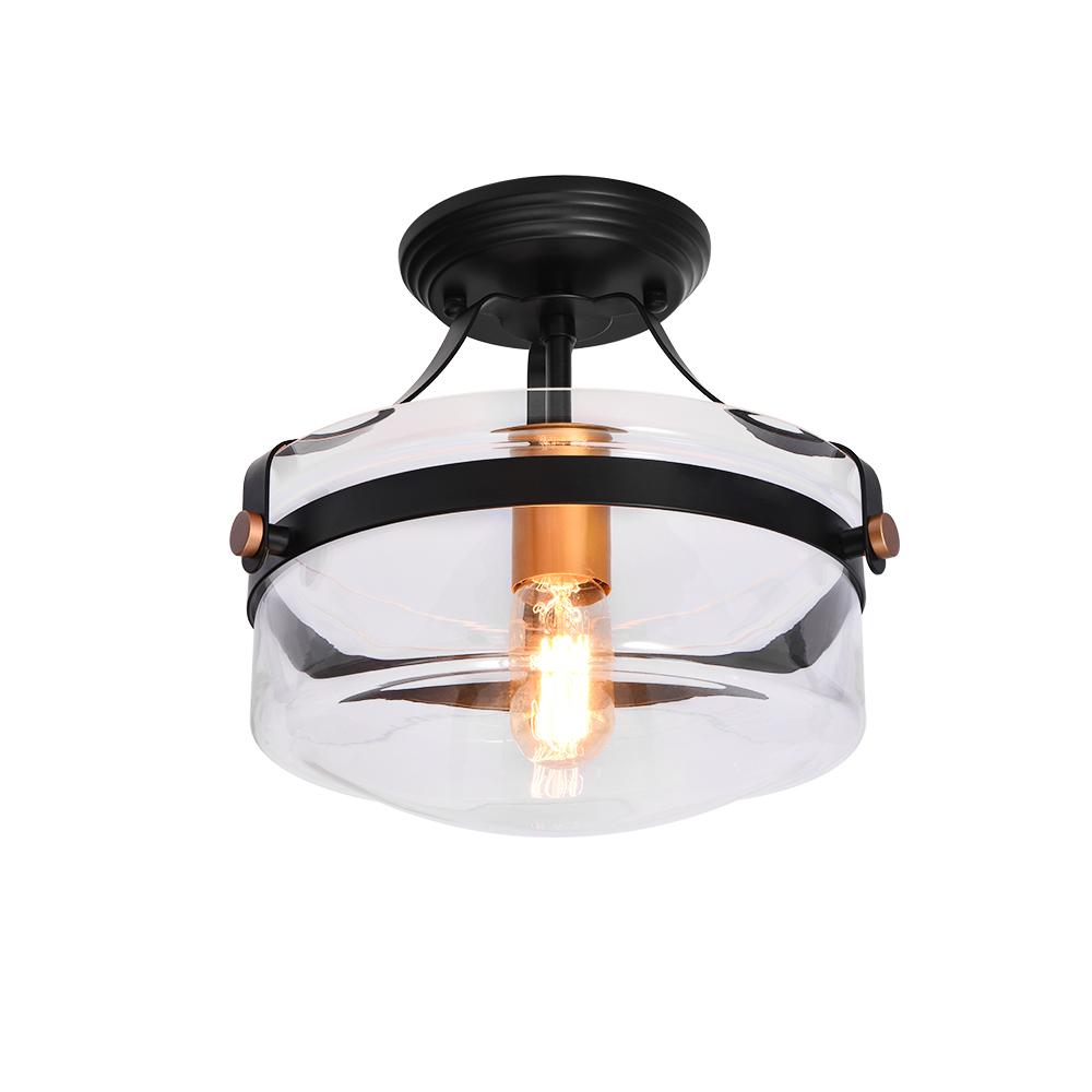Alvorna Minimalist Glass Semi Flush Mount Ceiling Light - Lamp Copper