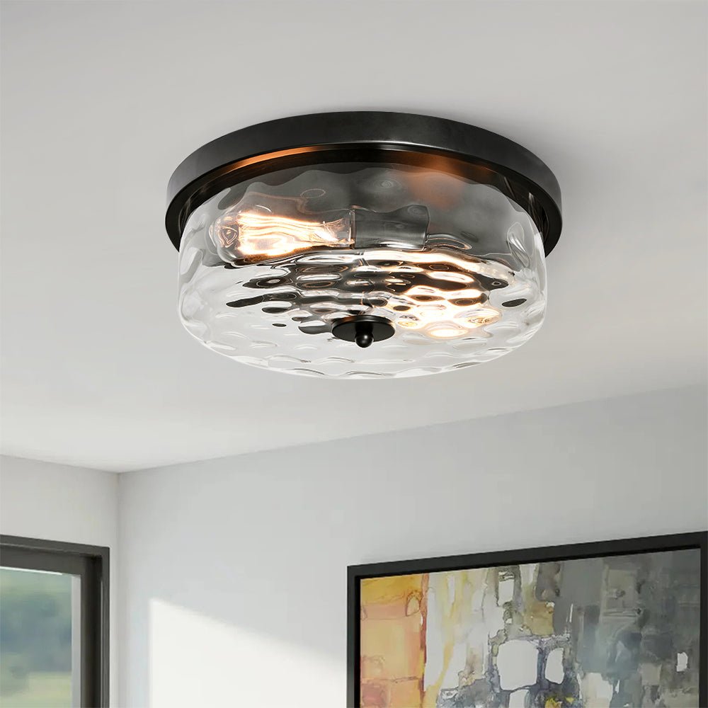 Caelix Minimalist Glass Flush Mount Ceiling Light - Lamp Copper