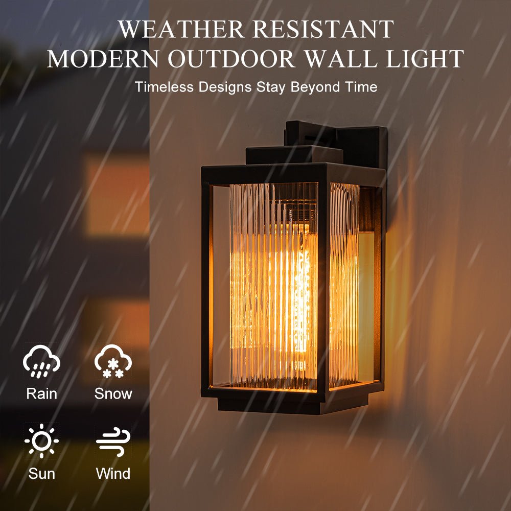 Vireon Outdoor Modern Glass Wall Lantern - Lamp Copper