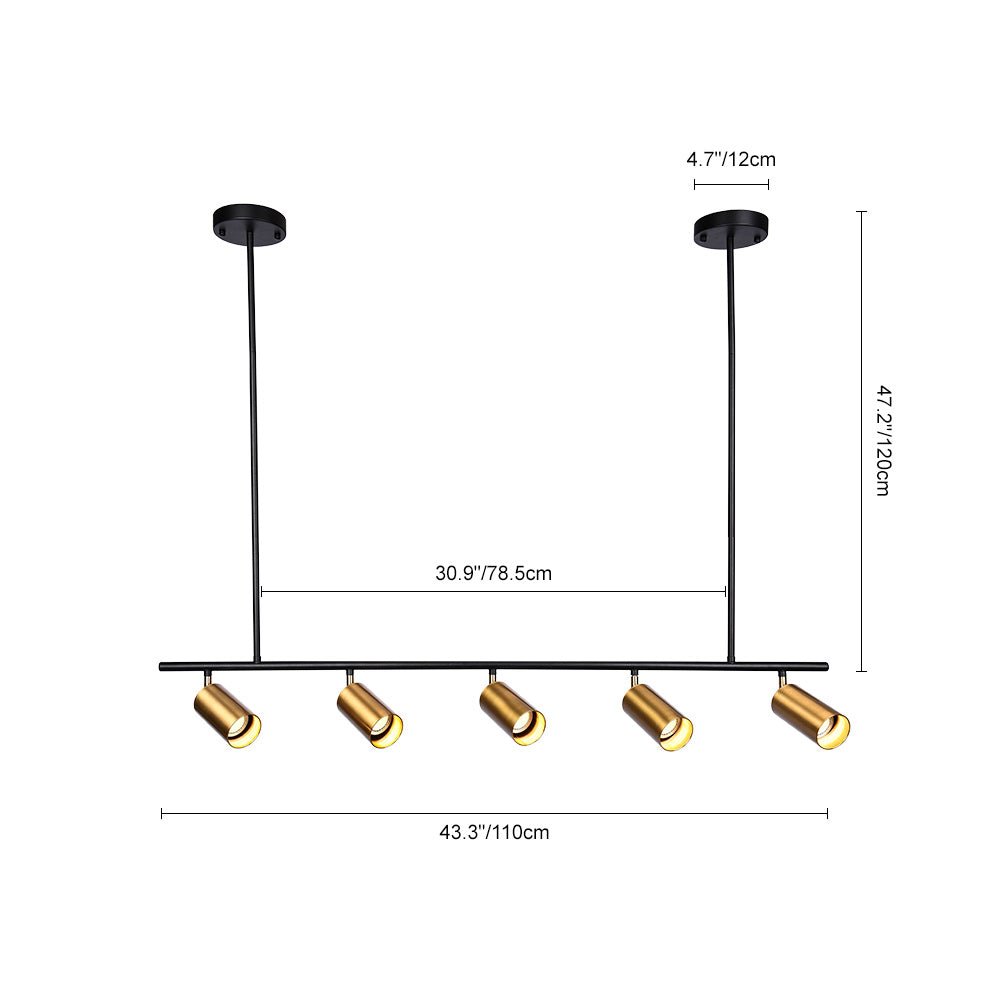 Polis Linear Metal Pendant Track Lighting - Lamp Copper