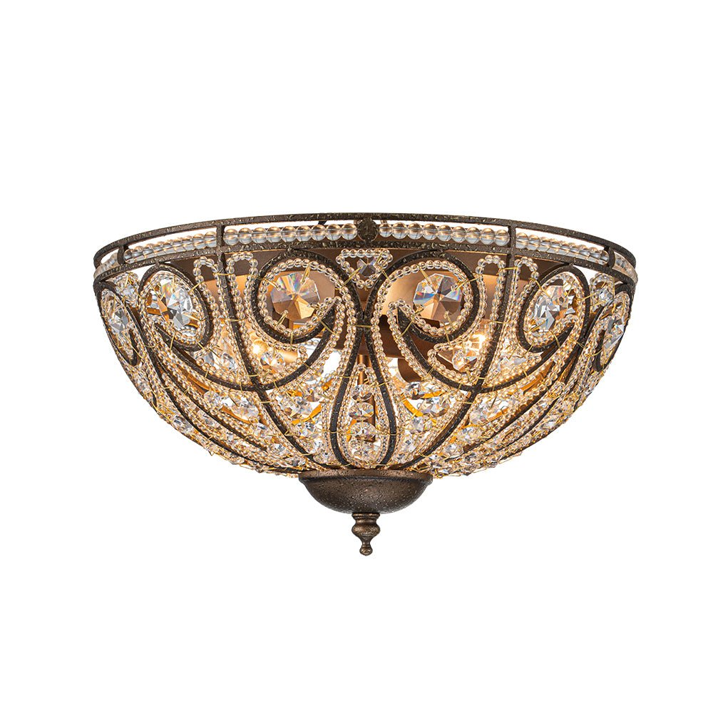 Luxe Moroccan Traditional Bronze Crystal Ceiling Light - Lamp Copper