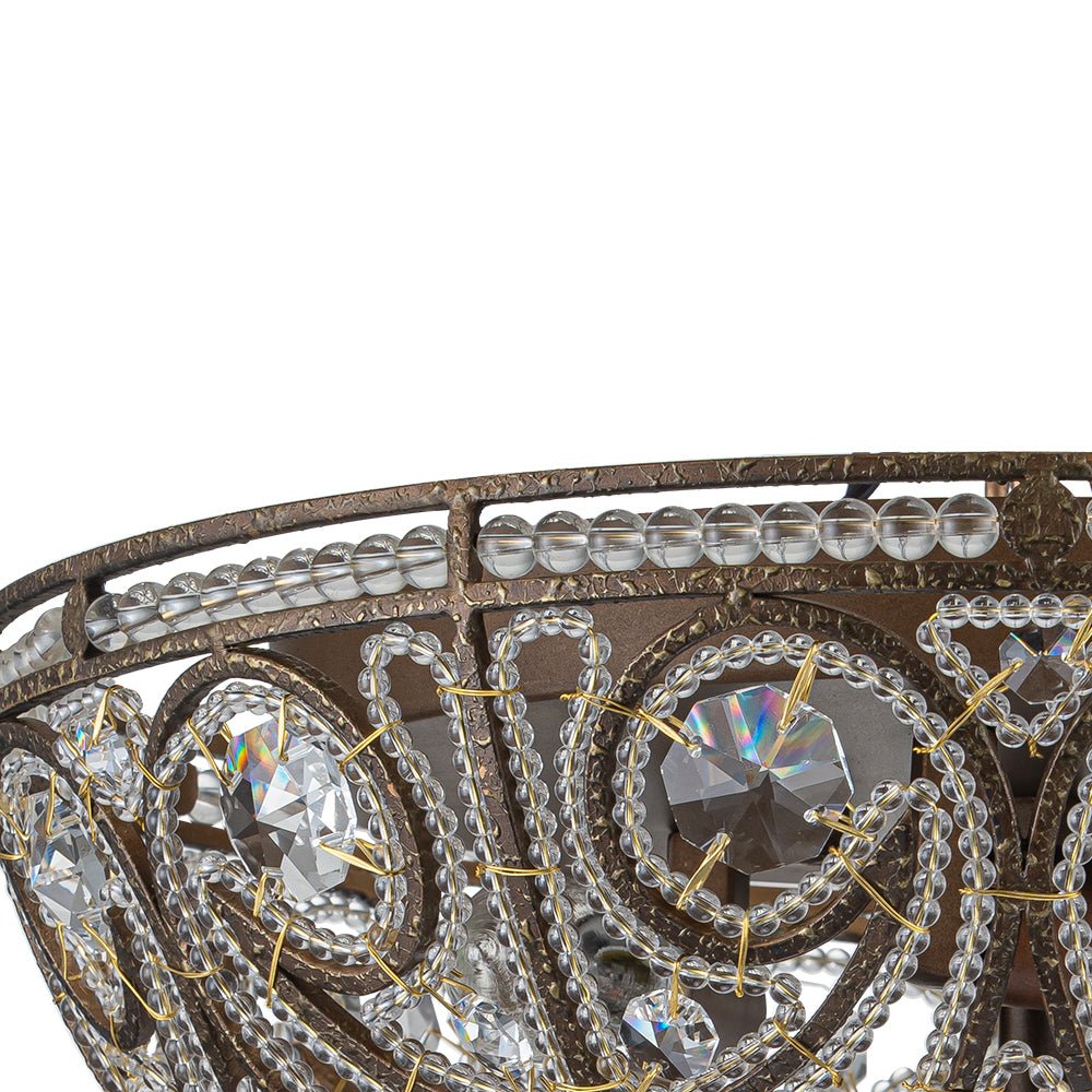 Luxe Moroccan Traditional Bronze Crystal Ceiling Light - Lamp Copper