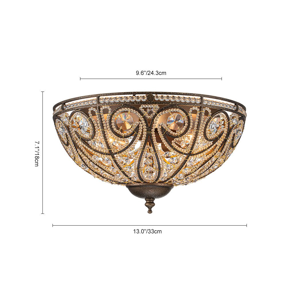 Luxe Moroccan Traditional Bronze Crystal Ceiling Light - Lamp Copper