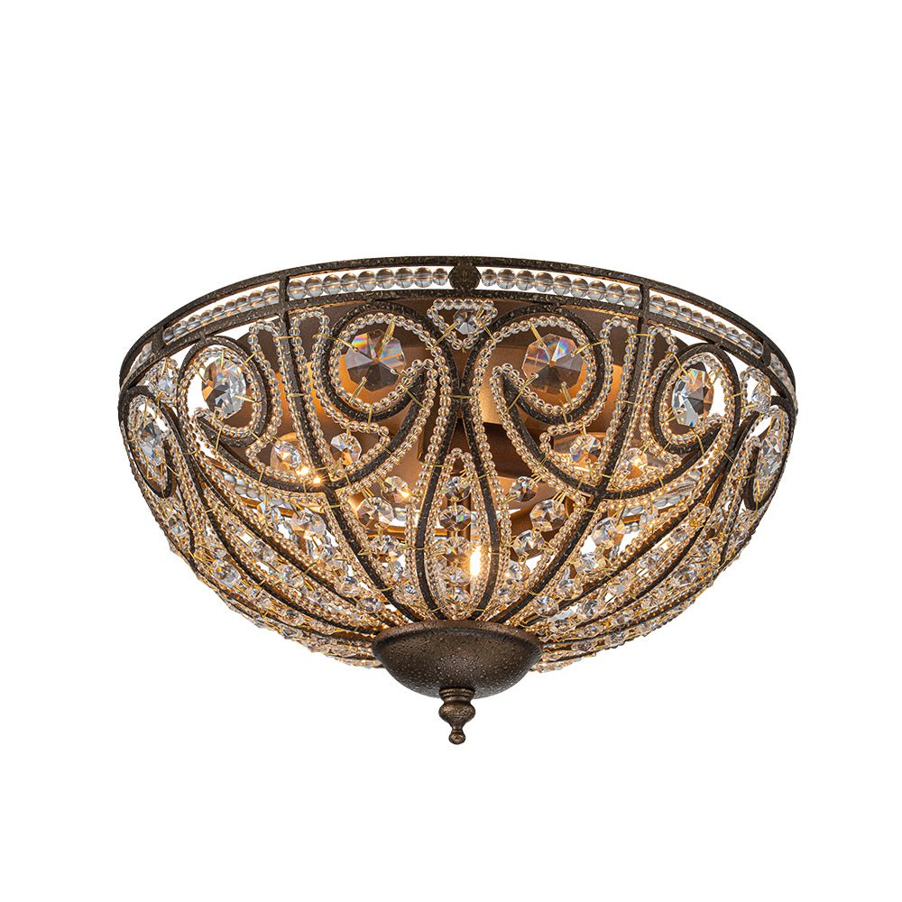 Luxe Moroccan Traditional Bronze Crystal Ceiling Light - Lamp Copper