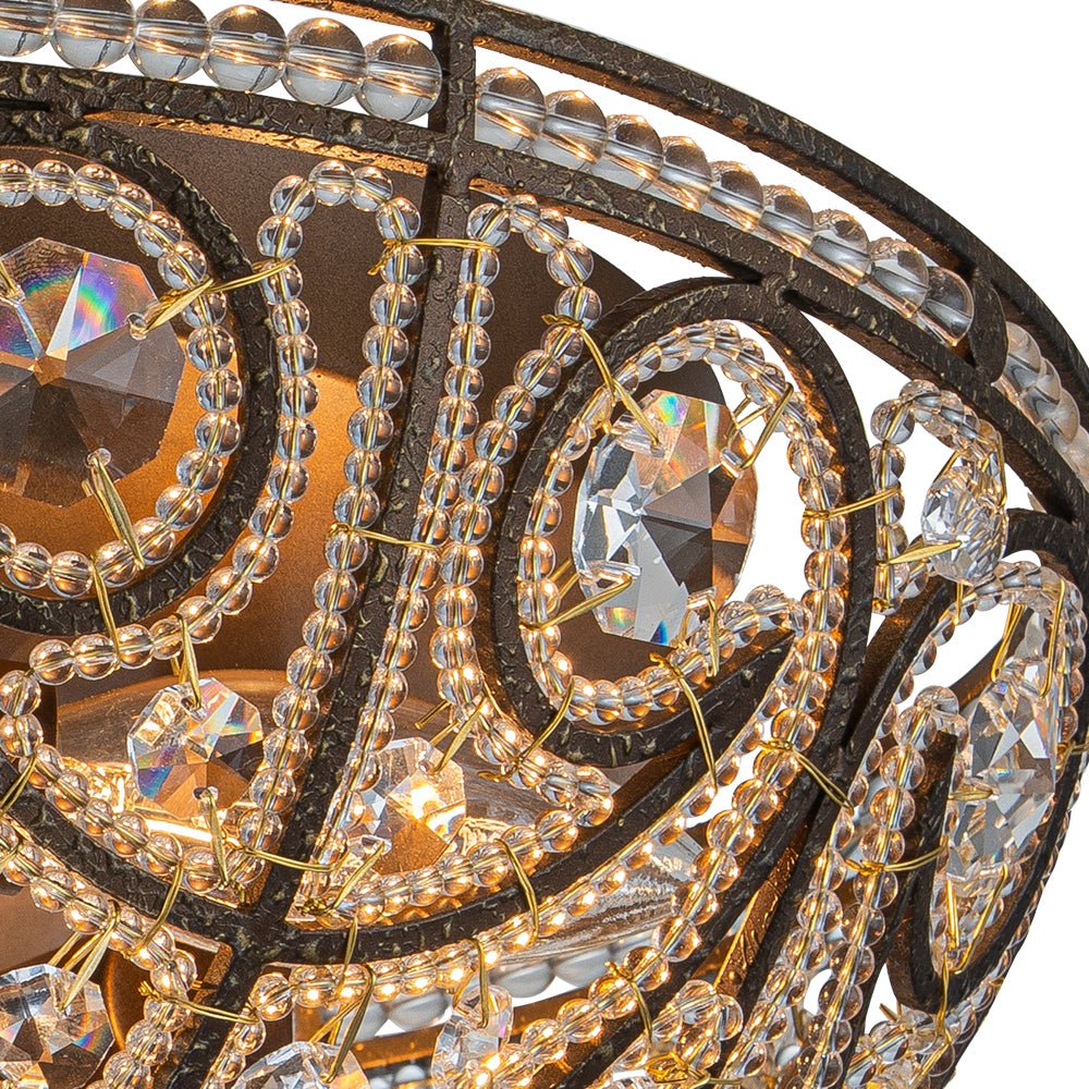 Luxe Moroccan Traditional Bronze Crystal Ceiling Light - Lamp Copper