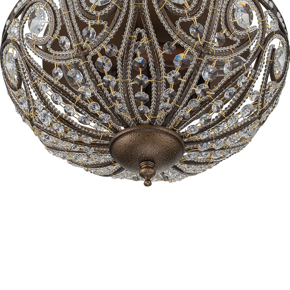 Luxe Moroccan Traditional Bronze Crystal Ceiling Light - Lamp Copper