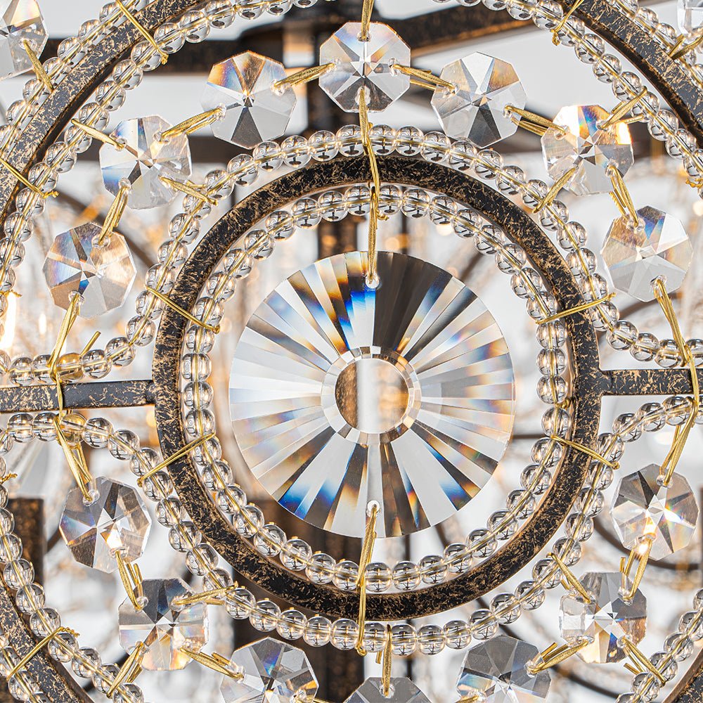 Ulfuli Luxe Moroccan Traditional Crystal Semi Flush Mount Ceiling Light - Lamp Copper