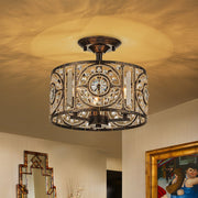 Ulfuli Luxe Moroccan Traditional Crystal Semi Flush Mount Ceiling Light - Lamp Copper