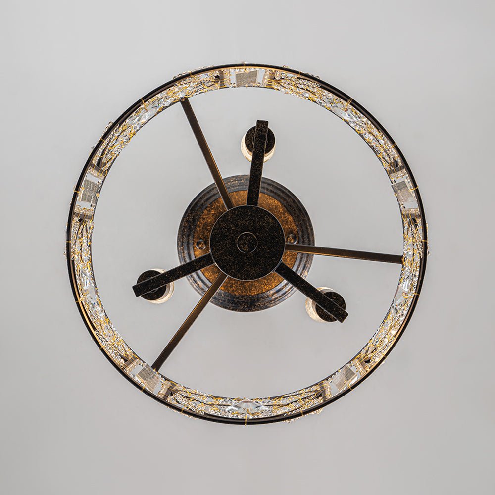 Ulfuli Luxe Moroccan Traditional Crystal Semi Flush Mount Ceiling Light - Lamp Copper